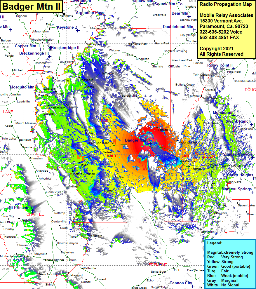 heat map radio coverage Badger Mtn II